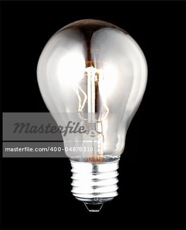 electric bulb lightened isolated on black background