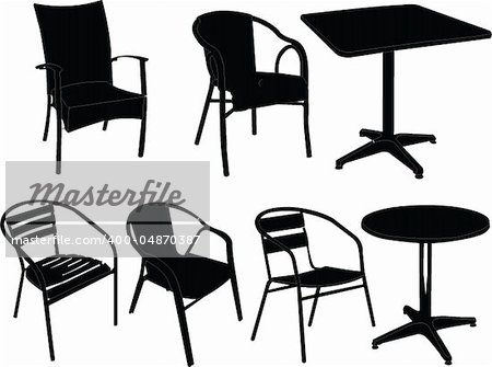 Tables and chairs illustration  -  vector