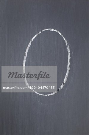 Blackboard with "0" written on it