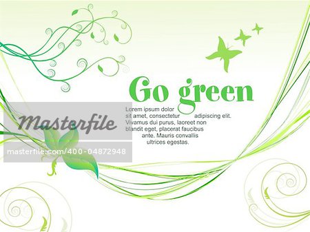 abstract green eco background with wave vector illustration