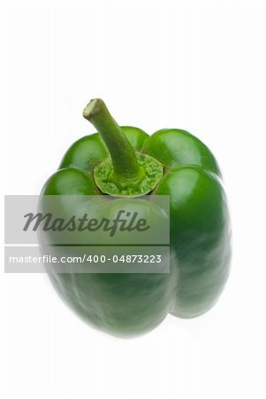 fresh green bell pepper isolated over white background