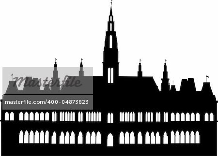 detailed illustration of the Vienna City Hall