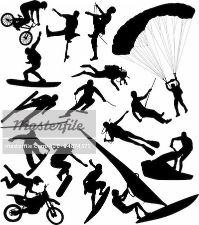 Extreme sports silhouettes - vector