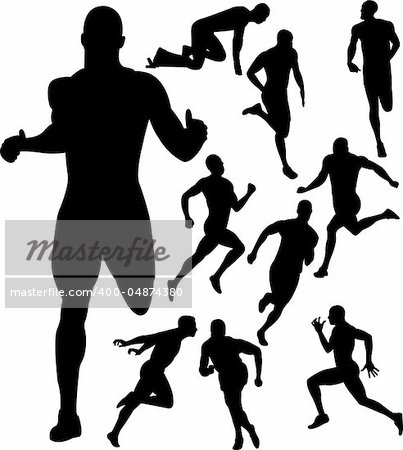 People running silhouettes - vector