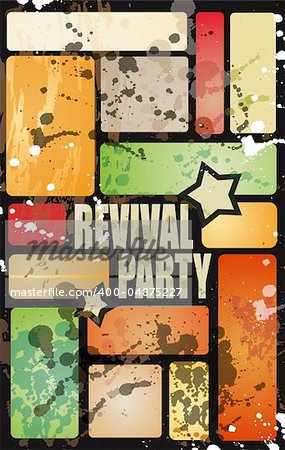 Retro' revival disco party flyer or poster for musical event