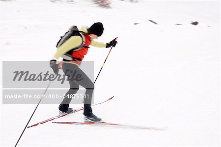 Sportive woman practising nordic ski