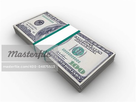 3d illustration of 100 dollars banknotes stack