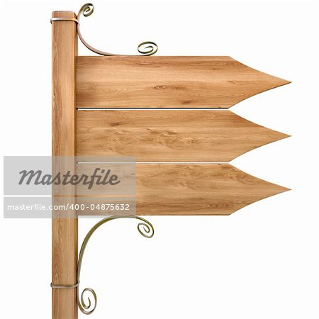 wooden signpost. isolated on white. with clipping path.