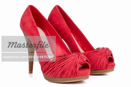 Red high heel women shoes  isolated on white background.