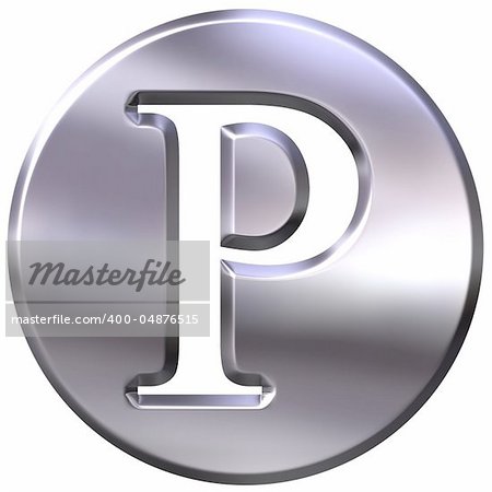 3d silver letter P isolated in white
