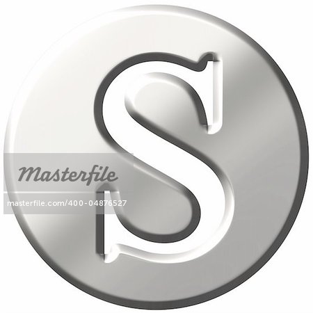 3d steel letter S isolated in white