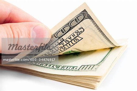 cash american dollars on a white background