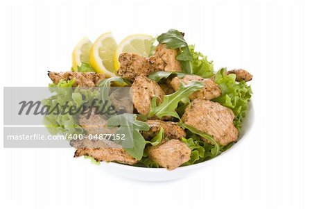 Fresh chicken salad isolated on white background