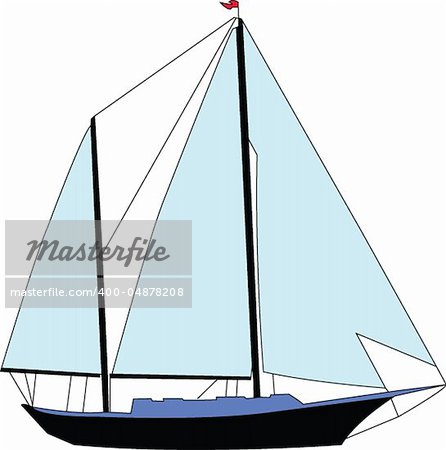 illustration of sailing boat  - vector