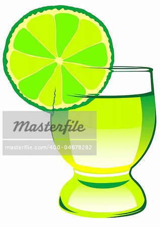 Vector drawing of a glass cup with tequila