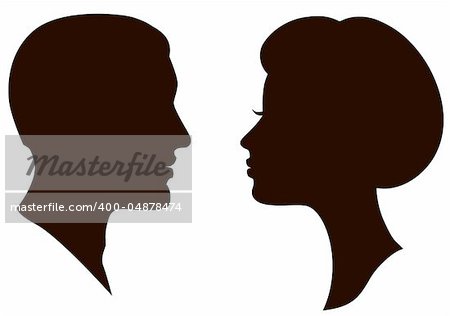 man and woman faces vector profiles