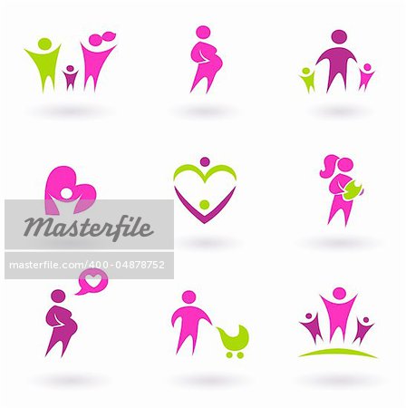 Set of family and pregnancy set icons. Vector Illustration