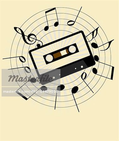 Music Background - Music Staff and Audio Tape on Light Background