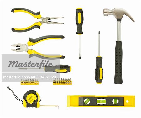 set of different tools isolated on white background