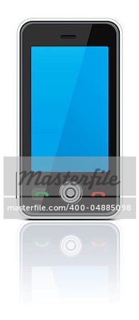 vector smart phone with reflection isolated on white background