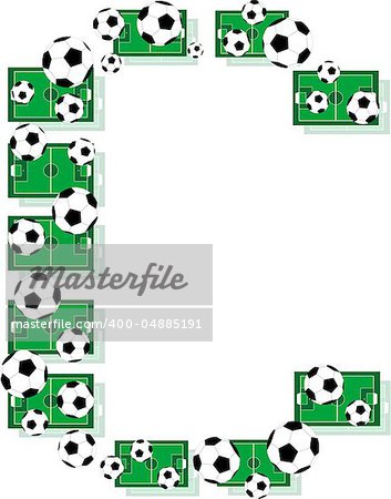 C, Alphabet Football letters made of soccer balls and fields. Vector