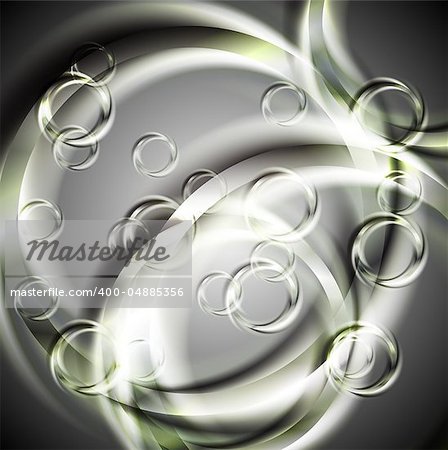 Abstract glossy rings on gray background. Vector eps 10