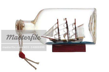 sailcloth ship in closed with cork bottle