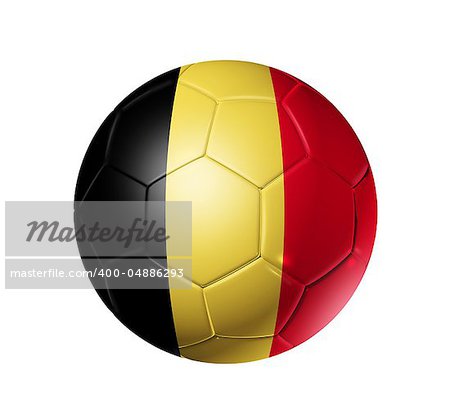 3D soccer ball with Belgium team flag. isolated on white with clipping path