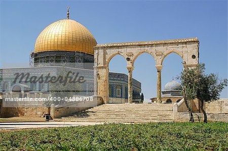 Famous Dome on the Rock Mosque in Western Jerusalem, Israel.