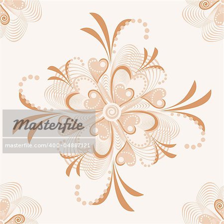 Seamless retro background with flower heart. Vector abstract background with nature theme.