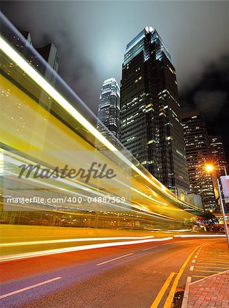 light trails on the modern building background