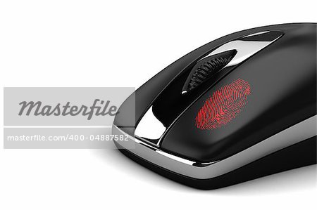 Computer mouse with fingerprint on mouse button