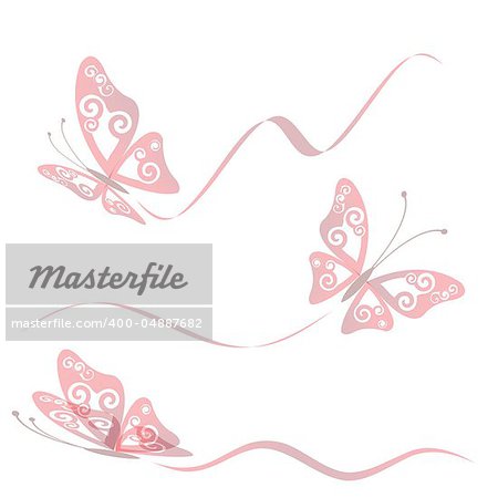 Butterfly collection with flying trace, vector illustration, eps 10