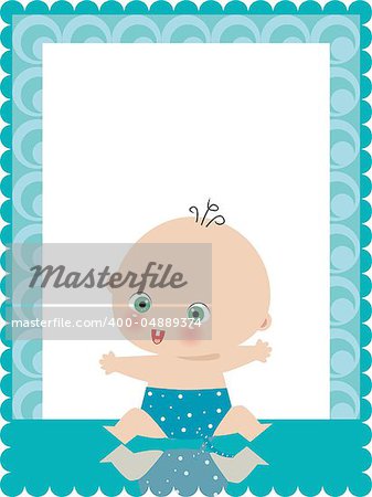 boy birth announcement card, vector