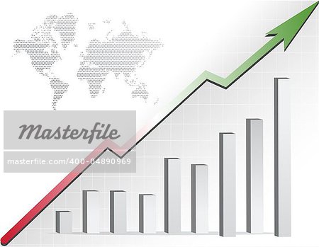 Global business graph and map illustration design