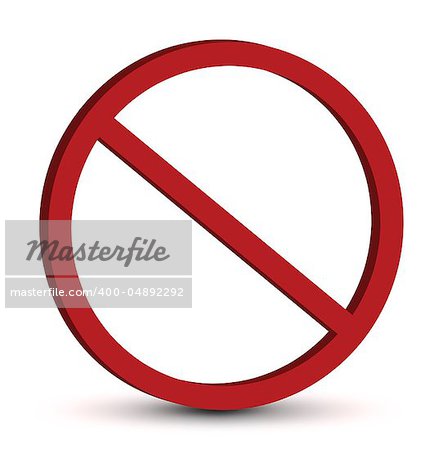 Red prohibition sign on a white background