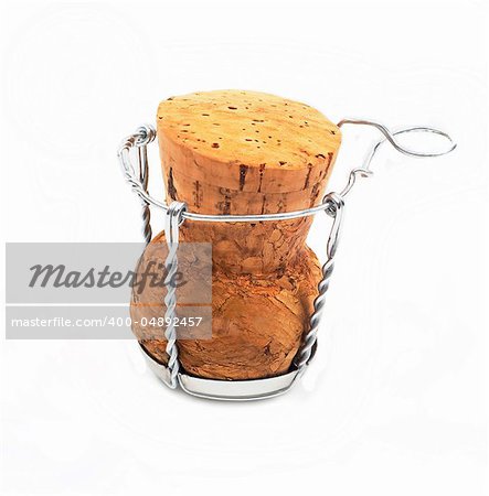Brown vine cork isolated on white background