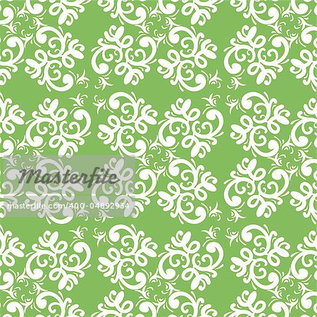 ornate vector green white seamless pattern