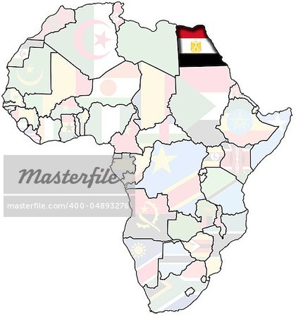 flag o egypt on map of africa