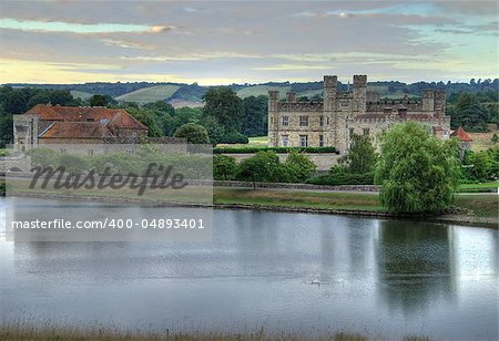 Beautiful sunrise over the Leeds Castle - Kent, Great Britain. HDR image