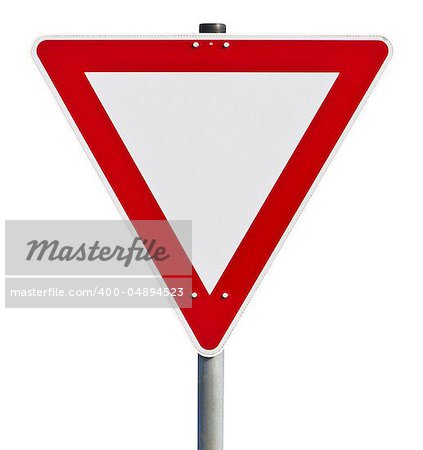 Red and white traffic sign. Picture taken in germany. with clipping path