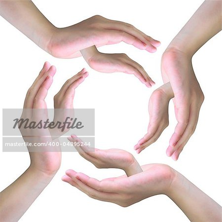 human hands making a circle with copy space