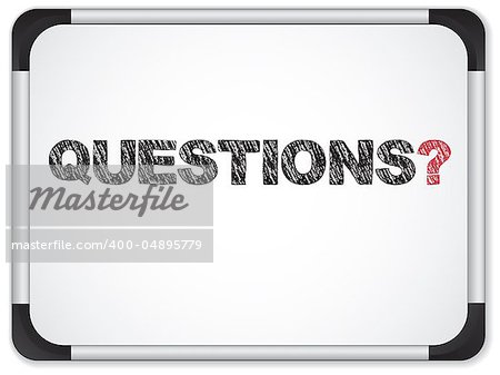 Vector - Whiteboard with Questions Message written in Black