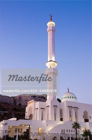 A night scene of the Mosque in Gibraltar.