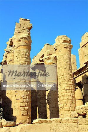 columns in famouse karnak temple - luxor, egypt