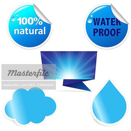 Water Sticker Set, Vector Illustration