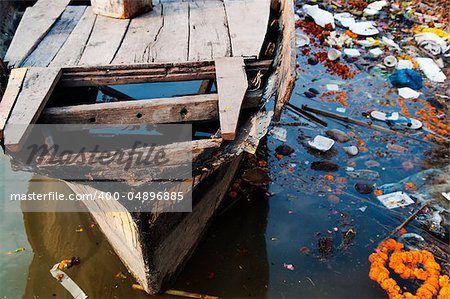 Trash In The Ganges From Varanasi, India