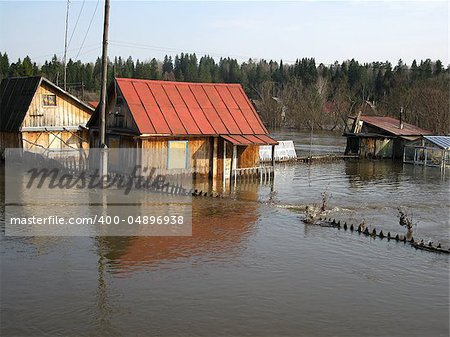 This is photo of spring flood in village