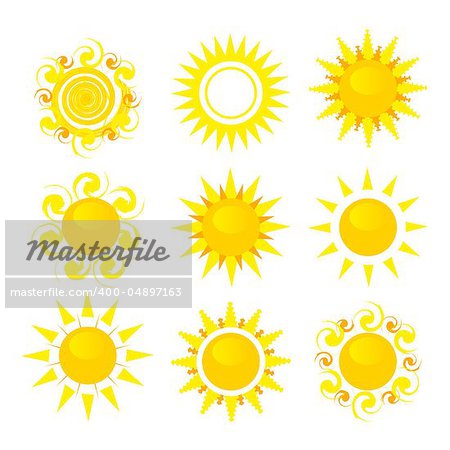 set of sun vector illustration isolated on white background