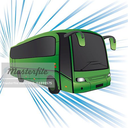 Green bus vector. Traffic, transport illustration.